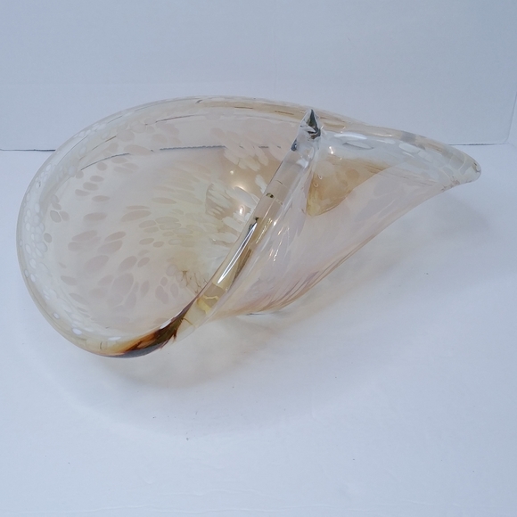 Murano Style Large Gorgeous Champagne and White Original Art Glass Bowl - Picture 8 of 15